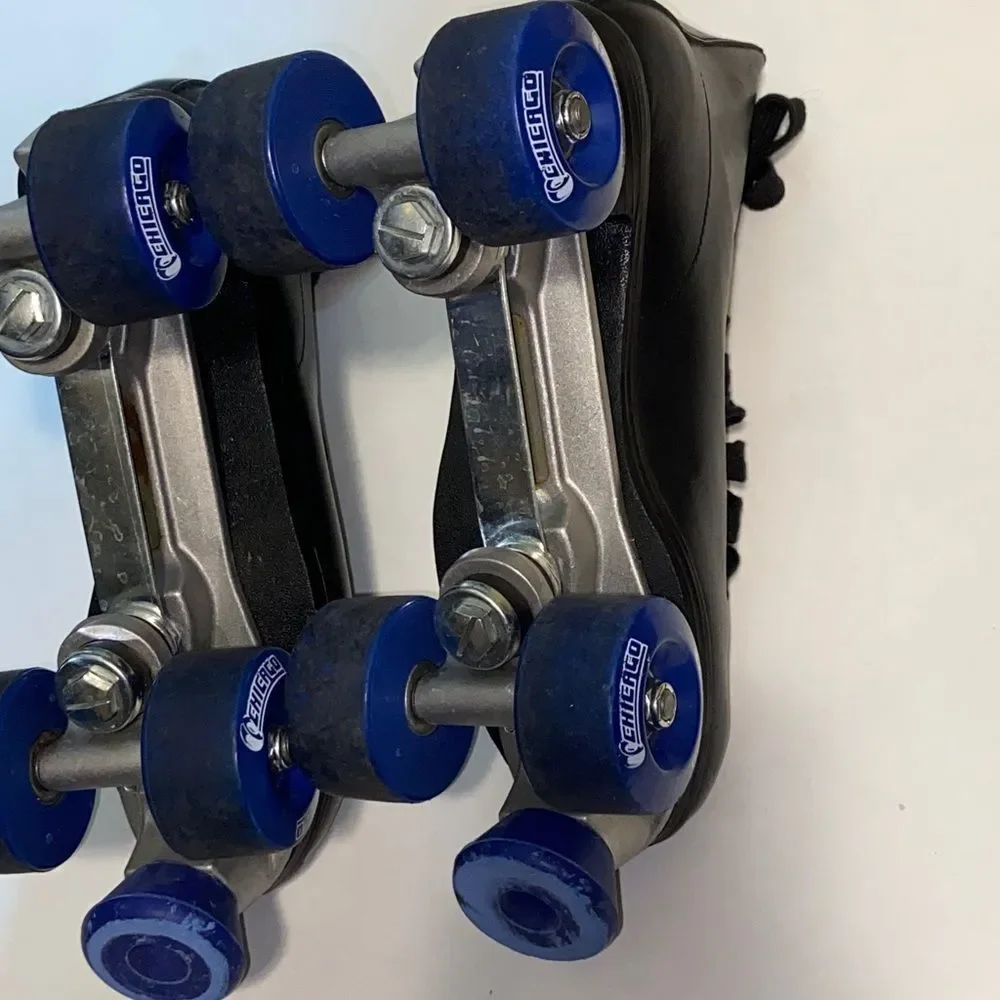 Chicago Black Roller Skates with Blue Wheels